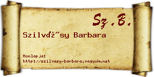 Szilvásy Barbara névjegykártya
